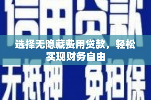 沙鹿选择无隐藏费用贷款，轻松实现财务自由