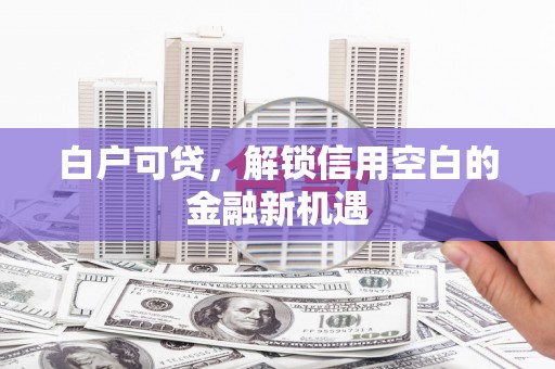秦州白户可贷，解锁信用空白的金融新机遇