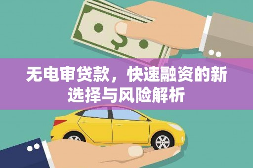 射阳无电审贷款，快速融资的新选择与风险解析