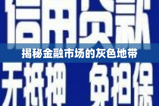 商州揭秘金融市场的灰色地带